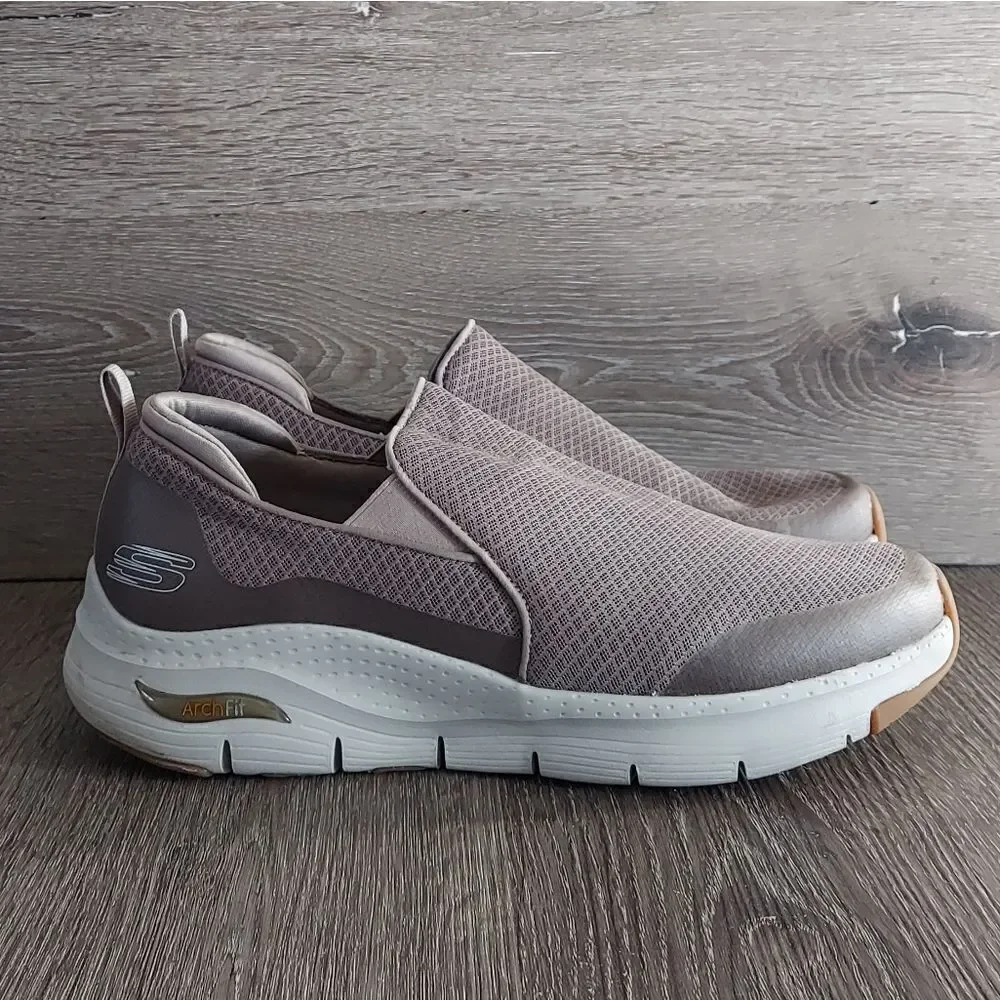 Skechers Men's Arch Fit Banline Sneaker, Taupe, 13